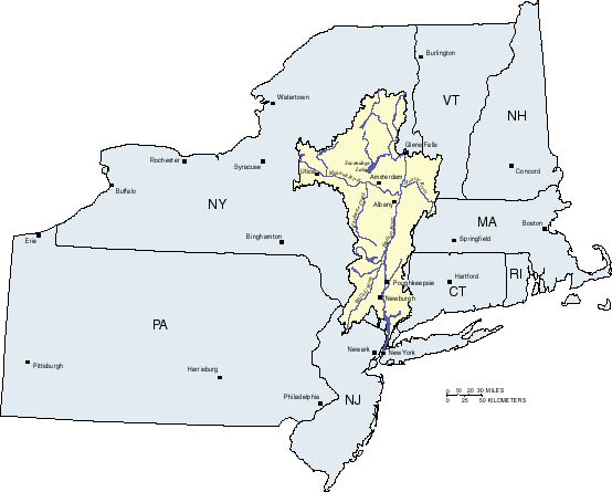 map of Hudson River Basin study unit
