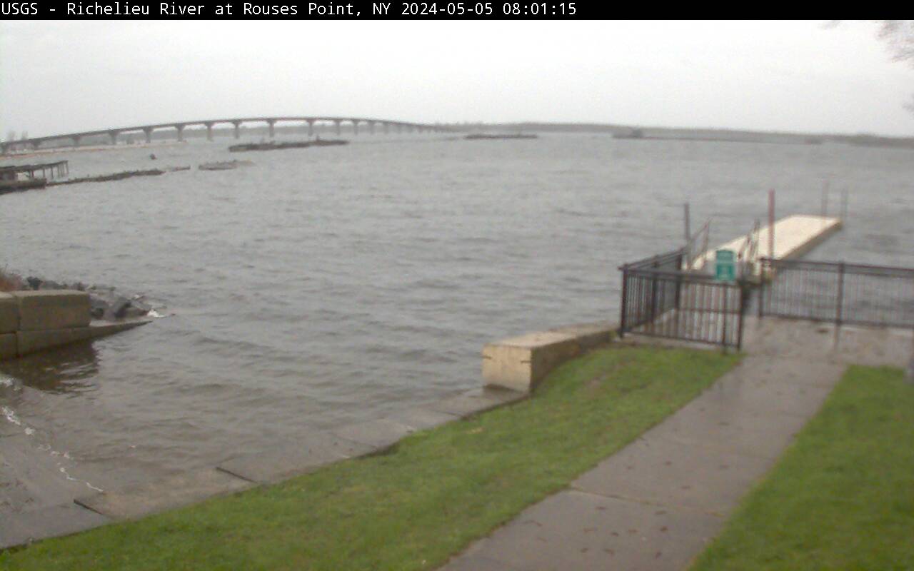 View of Richelieu River (Lake Champlain) at Rouses Point, NY from USGS gaging station